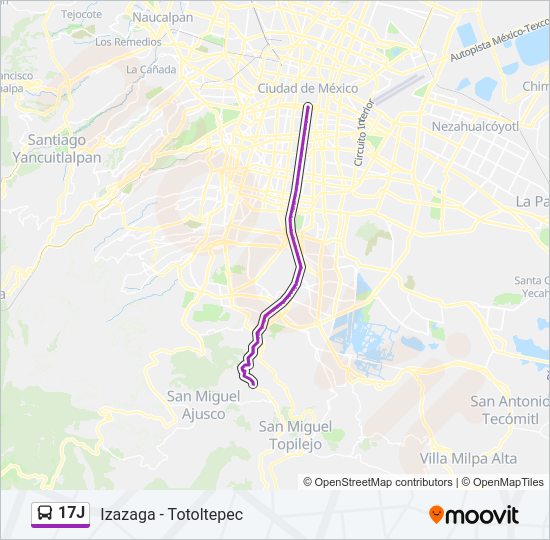 Mapa de 17J de autobús