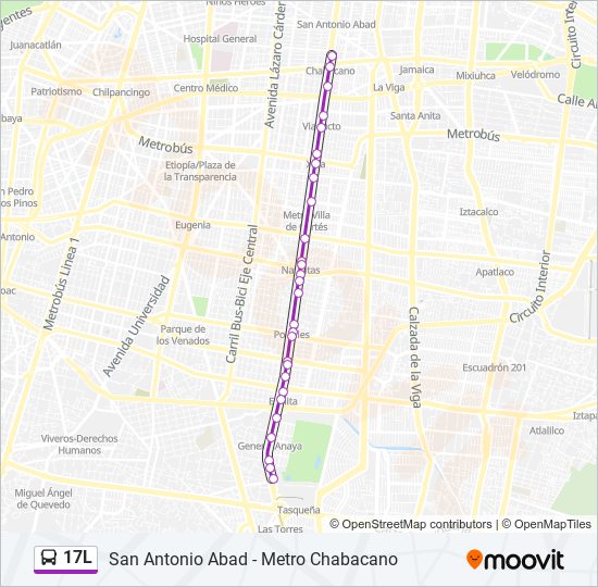 Mapa de 17L de autobús