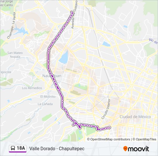 Mapa de 18A de autobús