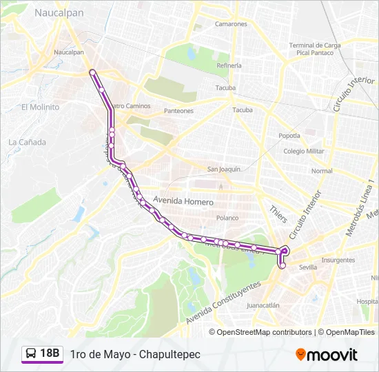 18B Bus Line Map