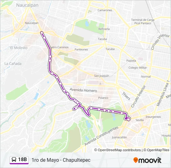18B Bus Line Map