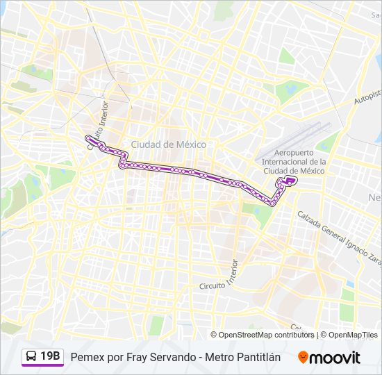 Mapa de 19B de autobús