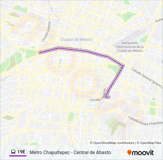 19E Bus Line Map