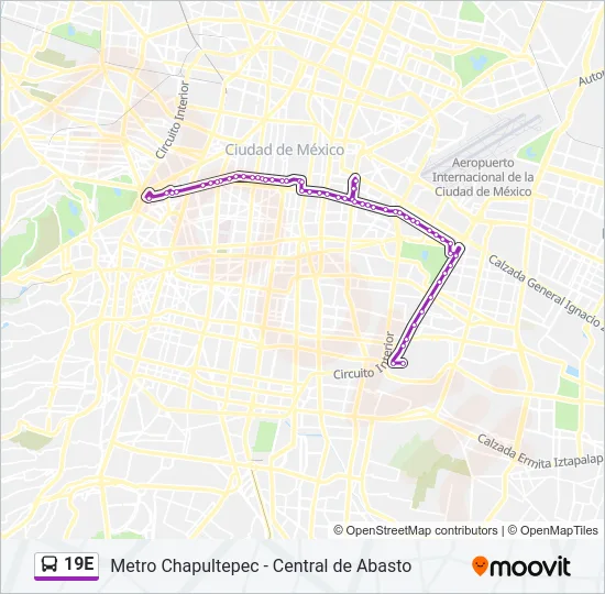 19E Bus Line Map