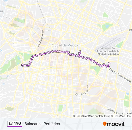 Mapa de 19G de autobús