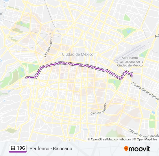 Mapa de 19G de autobús