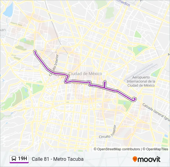 19H Bus Line Map