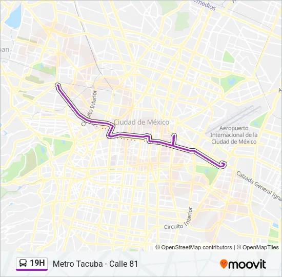 19H Bus Line Map