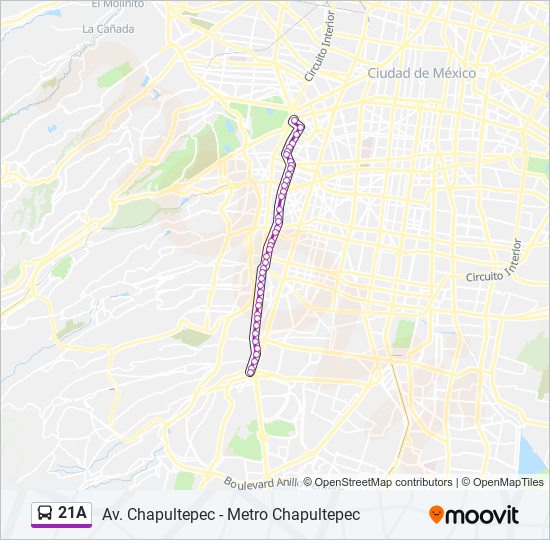 Mapa de 21A de autobús