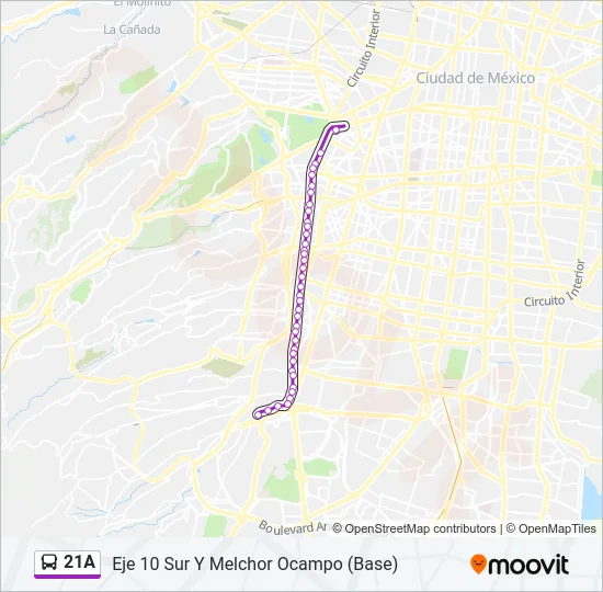 21A Bus Line Map