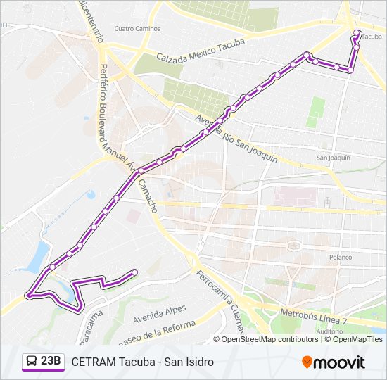 Mapa de 23B de autobús