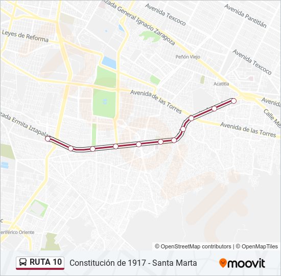 Mapa de RUTA 10 de autobús