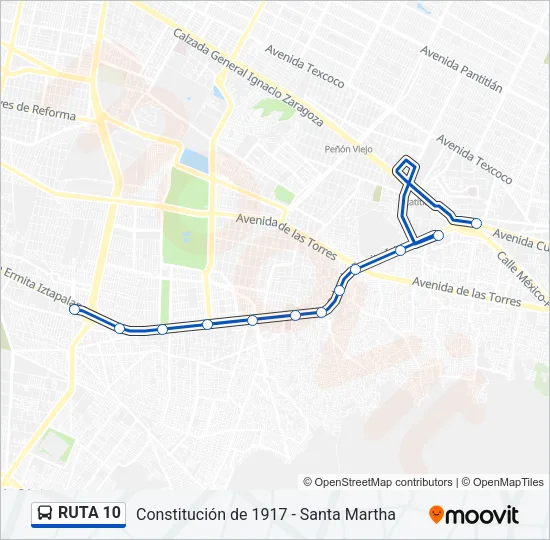 RUTA 10 Bus Line Map