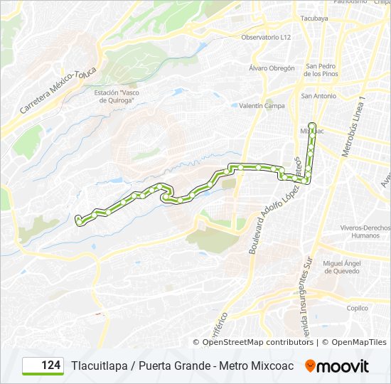 124 Route: Schedules, STops & Maps - Tlacuitlapa /Puerta Grande (Updated)