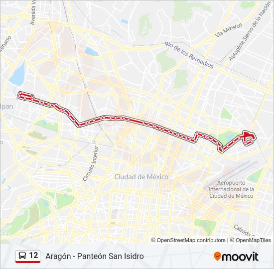 Mapa de 12 de autobús