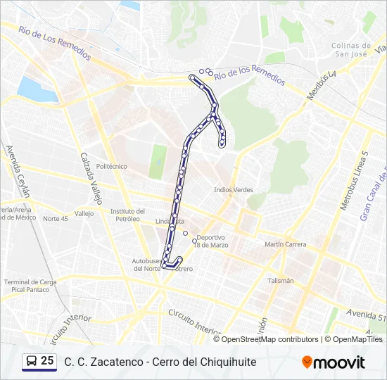 25 Bus Line Map