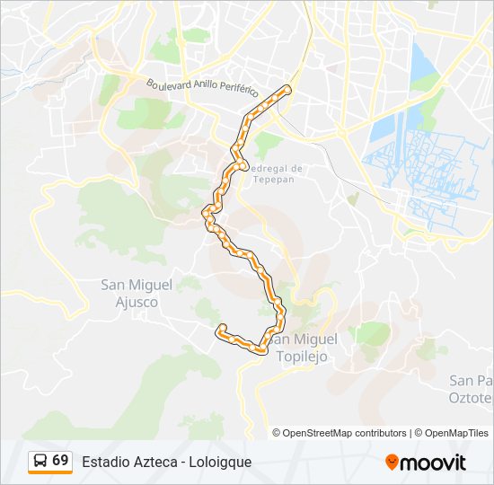 Mapa de 69 de autobús