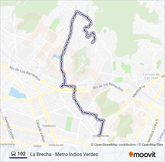 Mapa de 102 de autobús