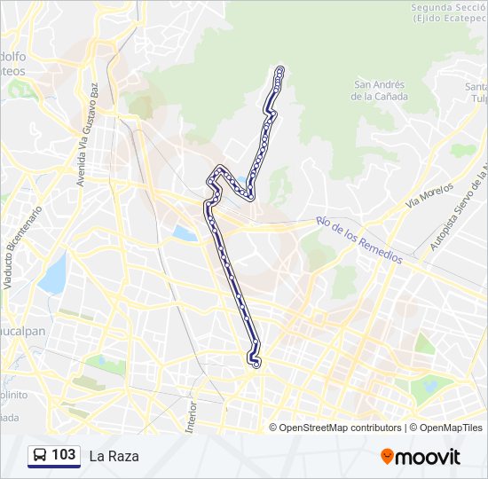 Mapa de 103 de autobús