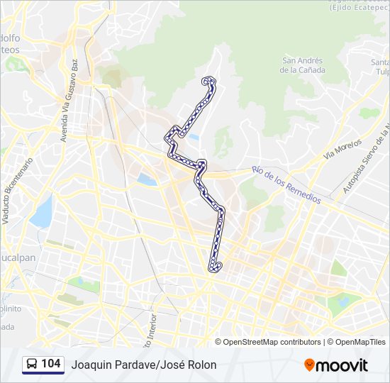 Mapa de 104 de autobús