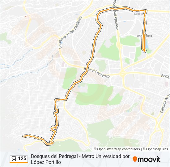 125 bus Line Map