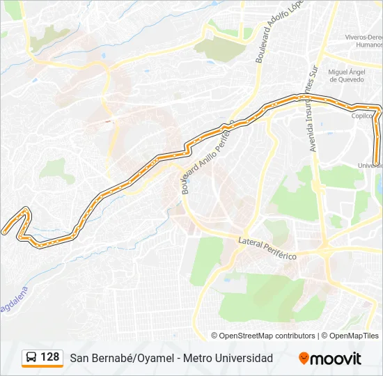 128 Bus Line Map