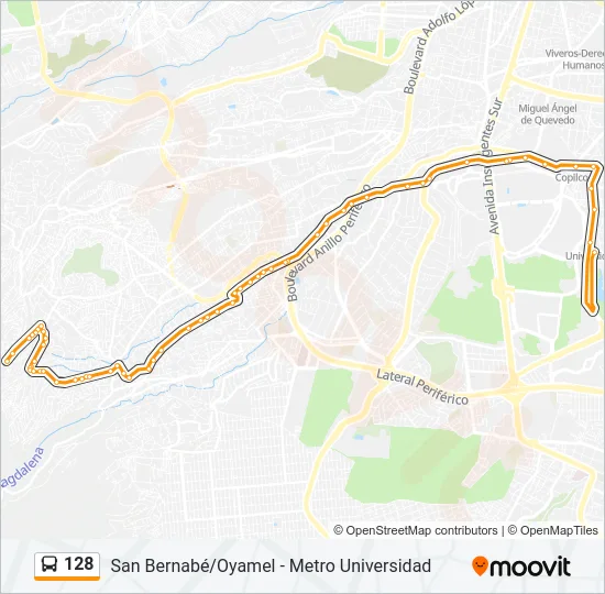 128 Bus Line Map