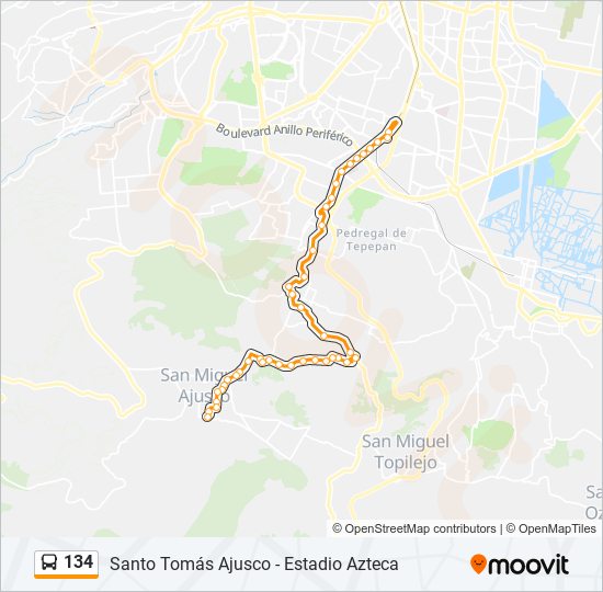 134 bus Line Map