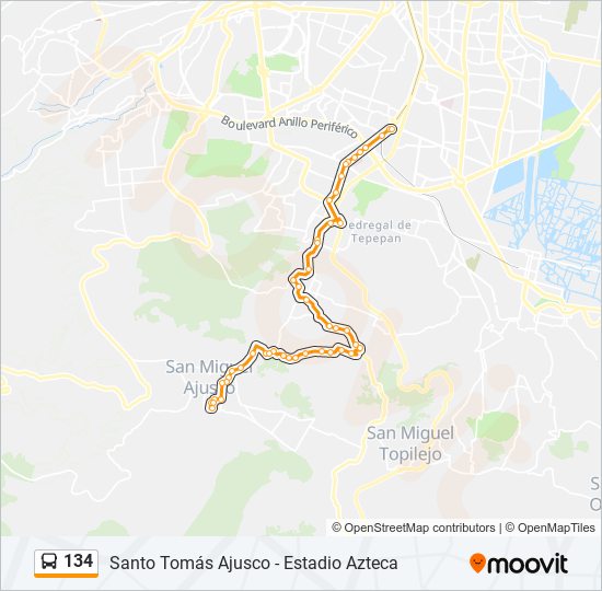 134 bus Line Map