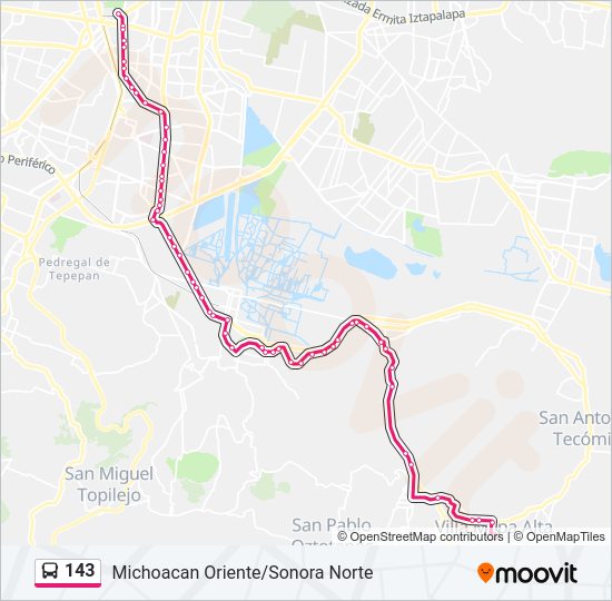 Mapa de 143 de autobús