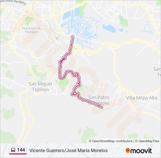 Mapa de 144 de autobús