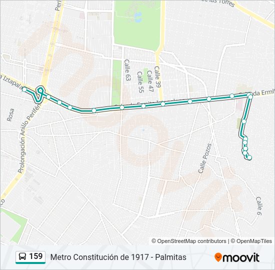 Mapa de 159 de autobús