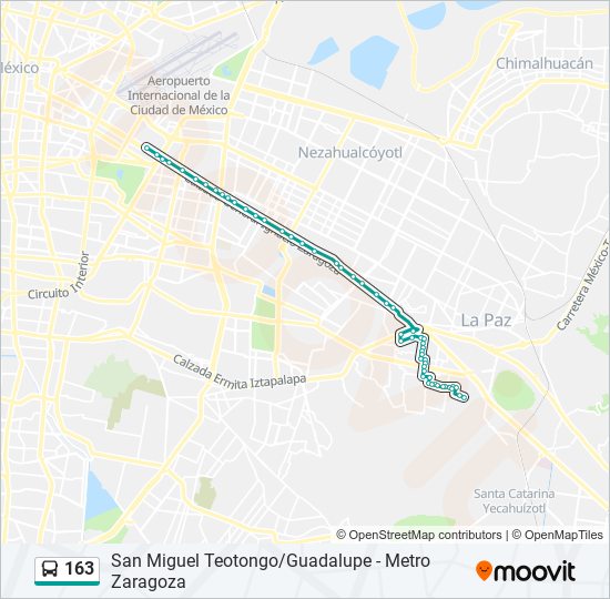 163 bus Line Map