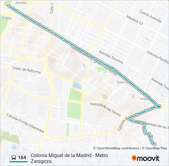 Mapa de 164 de autobús