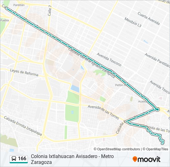 Mapa de 166 de autobús