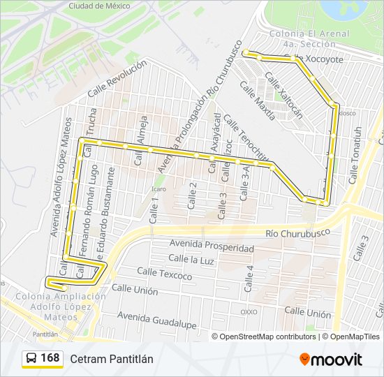 Mapa de 168 de autobús