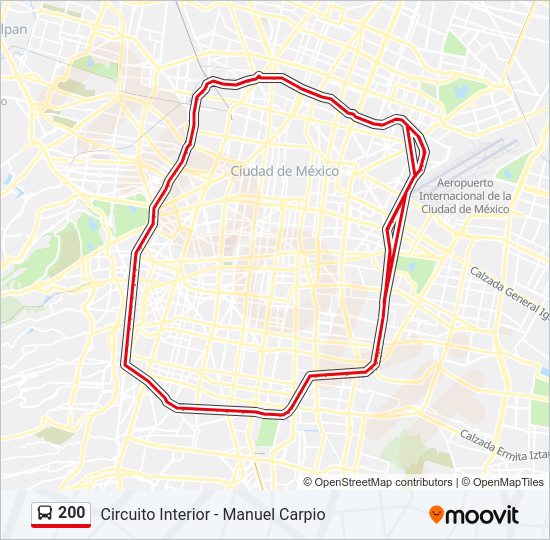 Mapa de 200 de autobús