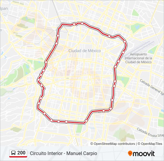 Mapa de 200 de autobús