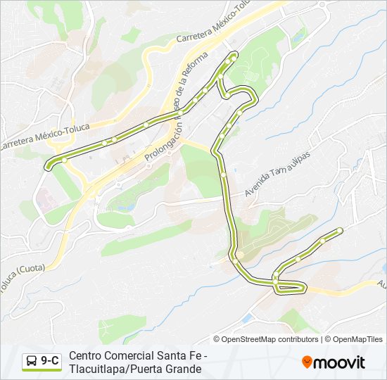 Mapa de 9-C de autobús