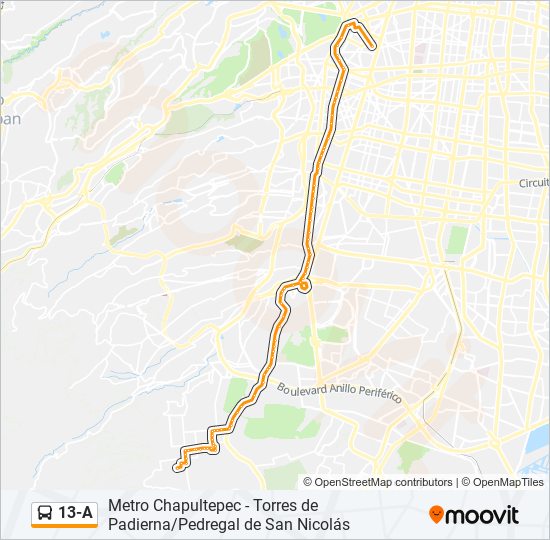 13-A bus Line Map