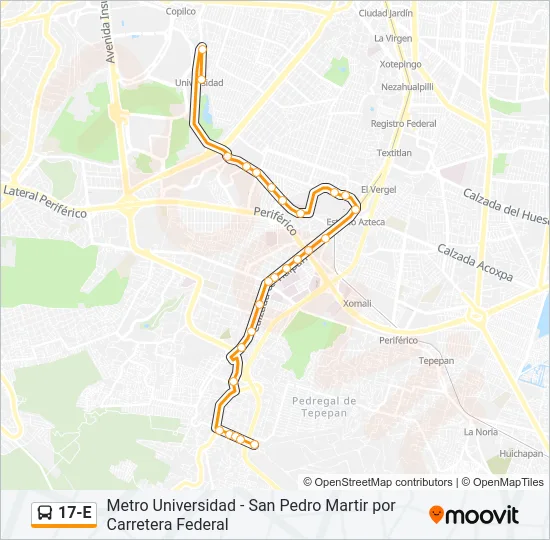 17-E Bus Line Map