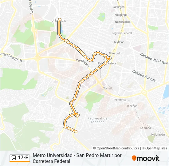 17-E Bus Line Map