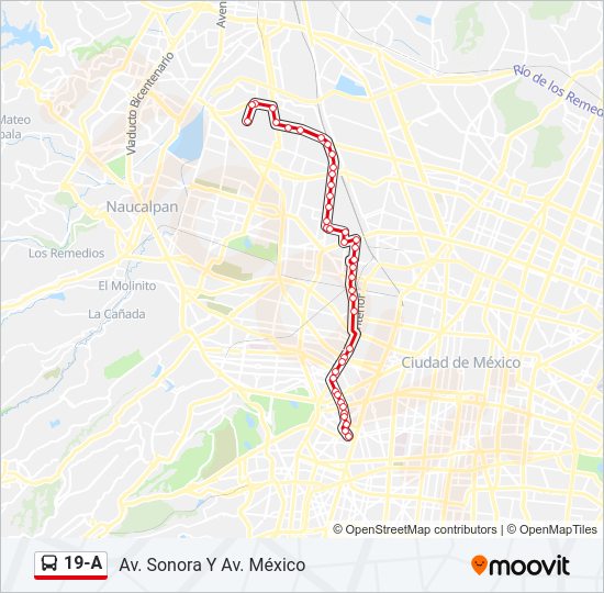 Mapa de 19-A de autobús
