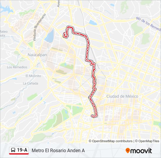 Mapa de 19-A de autobús