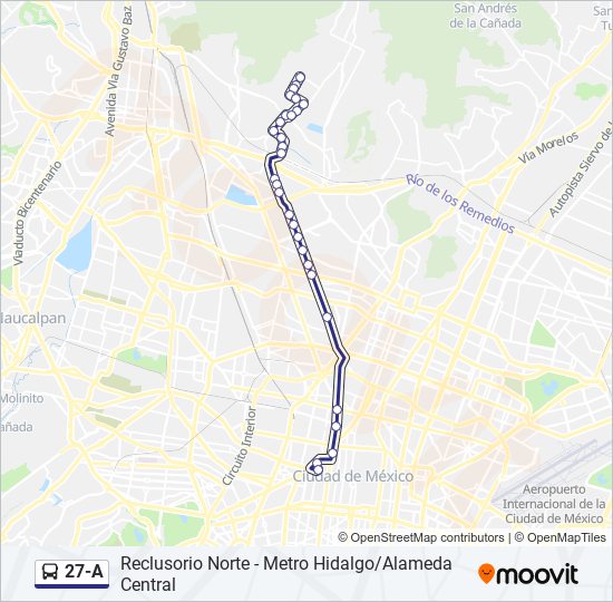 Mapa de 27-A de autobús