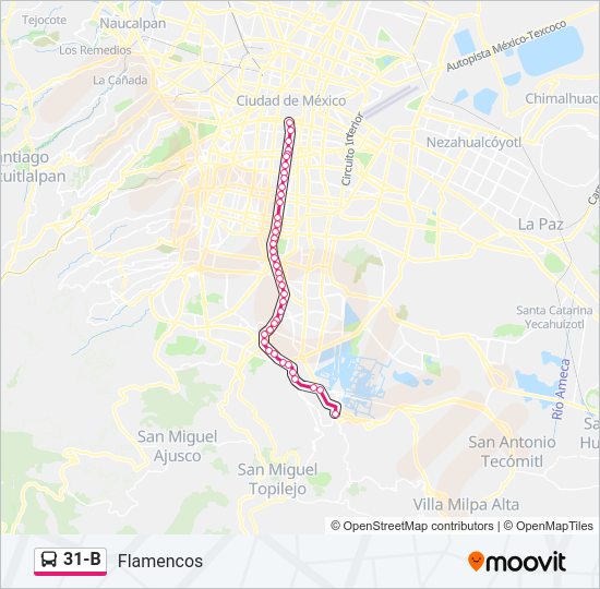 Mapa de 31-B de autobús