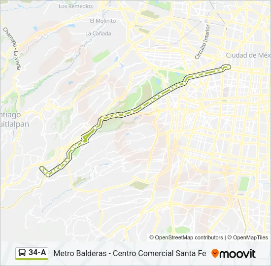 34-A Bus Line Map