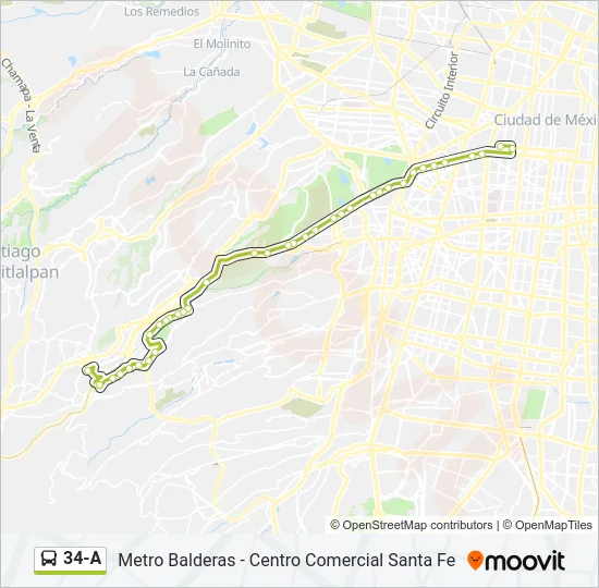 34-A Bus Line Map