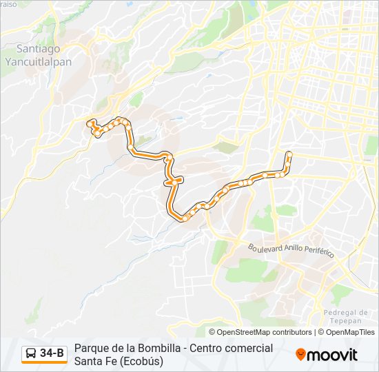 Mapa de 34-B de autobús