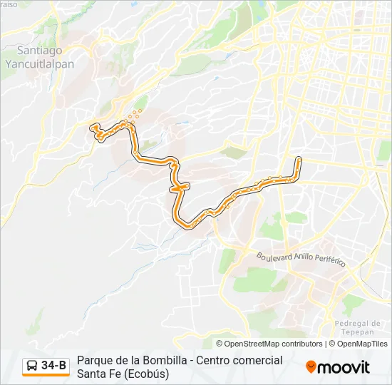 34-B Bus Line Map